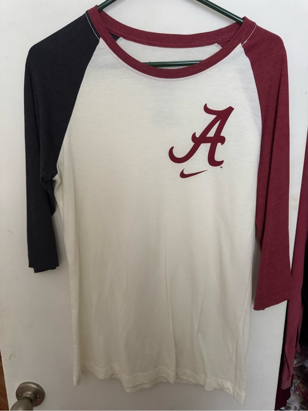 Nike Alabama Raglan Tee in Crimson, Black & White